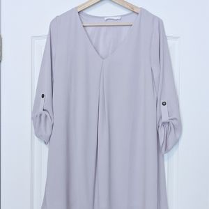 Roll up sleeve shift mini dress